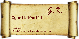 Gyurik Kamill névjegykártya